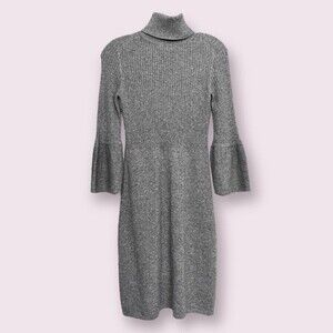 Christopher Fisher 100% Cashmere Sweater Dress Gray Knit Womens Size Small